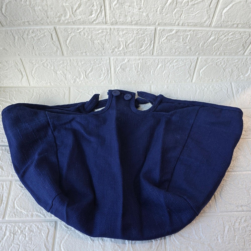 Longaberger Med Market Basket Liner Blue Woven Cotton‎ Blend Double Button USA